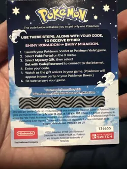 Shiny Koraidon Or Miraidon Pokemon Scarlet Violet Code Card - Gamestop - Image 2