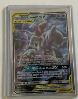 Pokemon Mewtwo and Mew GX Tag Team Card Holofoil Rare SM Promos - Image 1