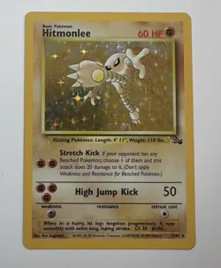 Hitmonlee Holo Fossil 7/62 Unlimited Holo Rare Wotc Pokemon Card Vintage - Image 1