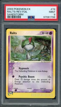 PSA 9 Ralts EX Sandstorm 74/100 Reverse Holo Pokemon Card B21 - Image 1