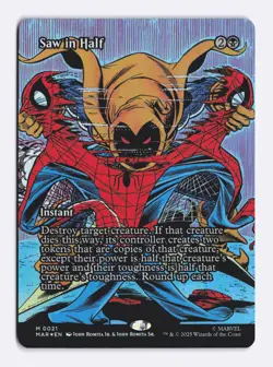 Saw in Half (Borderless Foil) 21 (M) MTG Marvel's Spider-Man Eternal-Legal (MAR) - Image 1