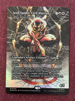 Iron Spider, Civil Warrior FOIL FULL ART Alibou NM MTG Spiderman Magic Marvel - Image 1