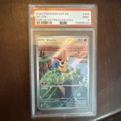 2025 Pokemon SVP EN-SV Black Star Promo 208 Victini Illustration Rare PSA 9 - Image 1