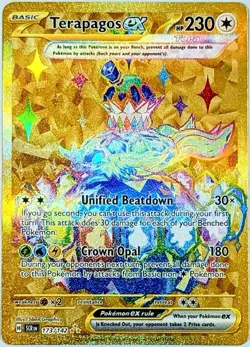 Terapagos Ex GOLD SECRET RARE 173/142 Pokemon Card TCG S&V Stellar Crown NM+ - Image 1
