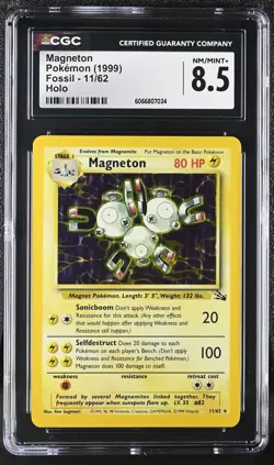 CGC 8.5 Magneton 1999 Fossil 11/62 Holo Pokemon Card - Image 1