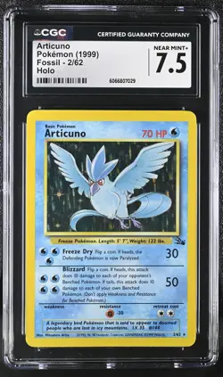 CGC 7.5 Articuno 1999 Fossil 2/62 Holo Pokemon Card - Image 1