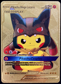Pikachu Mega Lucario Gold Foil Textured Display Card - Image 1