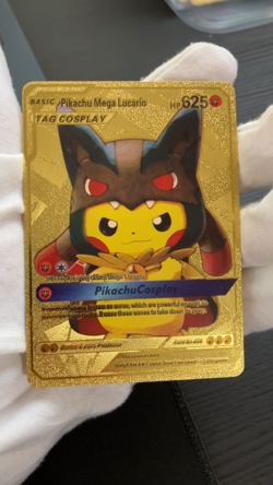 Pikachu Mega Lucario Gold Foil Textured Display Card - Image 2