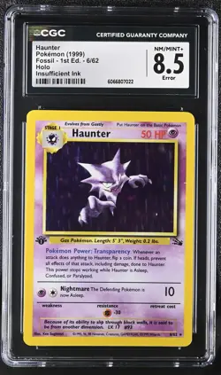 CGC 8.5 Haunter 1999 Fossil 1st Edition 6/62 Holo Pokemon Card - Image 1
