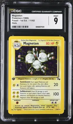 CGC 9 MINT Magneton 1999 Fossil 1st Edition 11/62 Holo Pokemon Card - Image 1