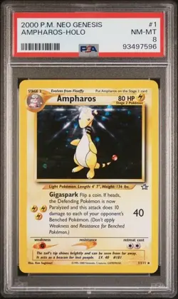 PSA 8 Ampharos Holo Neo Genesis Unlimited Pokemon Card WOTC - Image 2