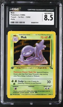 CGC 8.5 Muk 1999 Fossil 1st Edition 13/62 Holo Pokemon Card - Image 1