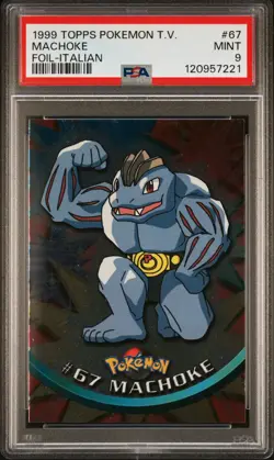 1999 Topps Pokemon Trading Card - Machoke #67 FOIL ITALIAN POP 1 - PSA 9 - Image 1