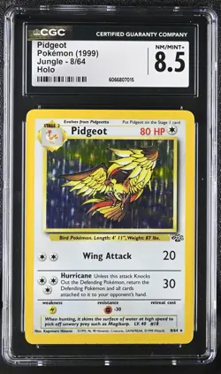 CGC 8.5 Pidgeot 1999 Jungle 8/64 Holo Pokemon Card - Image 1