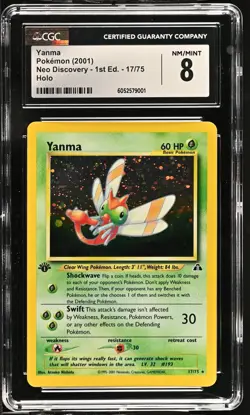 CGC 8 MINT Yanma Neo Discovery 1st Edition 17/75 Holo Pokemon Card - Image 1