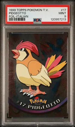 1999 Topps Pokemon Trading Card - Pidgeotto #17 FOIL ITALIAN POP 1 - PSA 9 - Image 1