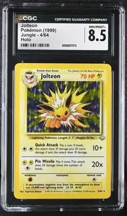 CGC 8.5 Jolteon 1999 Jungle 4/64 Holo Pokemon Card - Image 1