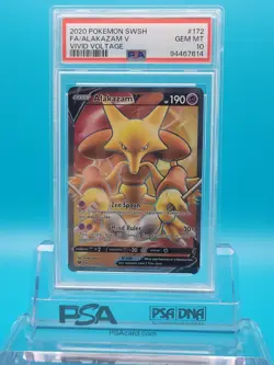 2020 Pokemon Vivid Voltage Full Art #172: ALAKAZAM V: PSA 10 Gem Mint - Image 1