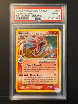 [PSA 8] - POKEMON EX HOLON PHANTOMS: GYARADOS GOLD STAR #102 - Image 1