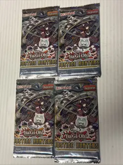 Lot Of 4 YuGiOh Justice Hunters Booster Pack - Image 1