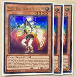 Yugioh! 3x Weiss, Lightsworn Archfiend MP25-EN186 Ultra Rare 1st Ed NM - Image 1