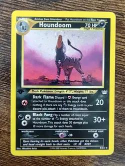 Houndoom 1st Edition 8/64 Neo Revelation Pokemon Holo Rare PERFECT HOWL SWIRL 🍥 - Image 2