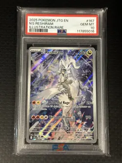 2025 POKEMON JTG EN-JOURNEY TOGETHER ILLUSTRATION RARE #167 N'S RESHIRAM PSA 10 - Image 1