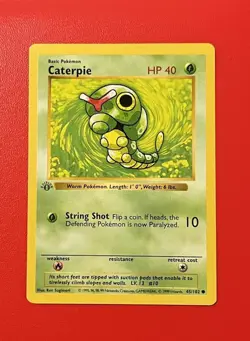 1999 Pokemon Base Set Caterpie 1st Edition Shadowless 45/102 NM - Image 1