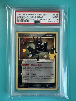 Greninja Star SWSH144 PSA 9 Celebrations 2021 Black Star Promo Pokemon Gold Star - Image 1