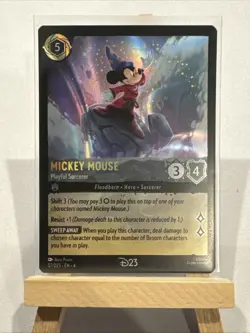 D23 Expo EXCLUSIVE Disney Lorcana MICKEY MOUSE PLAYFUL SORCERER Promo Card - Image 1