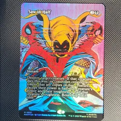 Saw in Half Borderless Foil Marvel Spider-man M 0021 MAR EN MTG NM Pack Fresh - Image 1