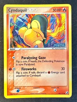 Cyndaquil 54/115 2005 EX Unseen Forces Pokemon Card TCG Reverse Holo Stamped Mp - Image 1