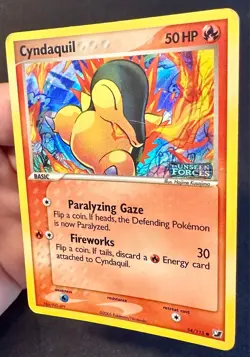 Cyndaquil 54/115 2005 EX Unseen Forces Pokemon Card TCG Reverse Holo Stamped Mp - Image 2