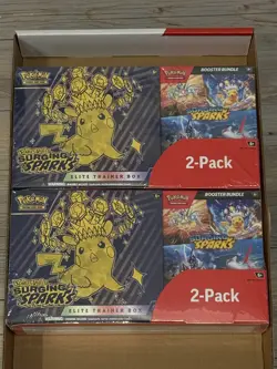 LOT OF 2 Pokemon Surging Sparks Elite Trainer Box/Booster Bundle Costco 2-Pack - Image 1