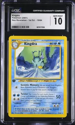 CGC 10 GEM MINT Pokemon Kingdra Neo Revelation 1st Edition Rare #19 - Image 1