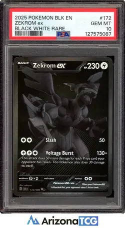Pokemon 2025 Zekrom ex 172/086 Black White Rare Black Bolt GEM MINT PSA 10 - Image 1