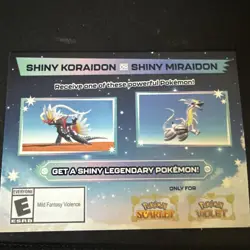 POKEMON SCARLET / VIOLET - SHINY MIRAIDON OR SHINY KORAIDON SERIAL CODE IN HAND - Image 1