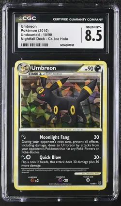 CGC 8.5 Umbreon 2010 Undaunted 10/90 Cracked Ice Holo Pokemon Card - Image 1
