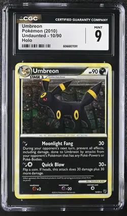 CGC 9 MINT Umbreon 2010 Undaunted 10/90 Holo Pokemon Card - Image 1