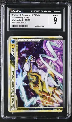 CGC 9 MINT Raikou & Suicune LEGEND 2010 Unleashed Top 92/95 Holo Pokemon Card - Image 1