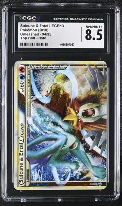 CGC 8.5 Suicune & Entei LEGEND 2010 Unleashed Top 94/95 Holo Pokemon Card - Image 1