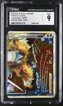 CGC 9 MINT Suicune & Entei LEGEND 2010 Unleashed Bottom 95/95 Holo Pokemon Card - Image 1