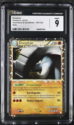 CGC 9 MINT Donphan 2010 HeartGold & SoulSilver 107/123 Holo Pokemon Card - Image 1
