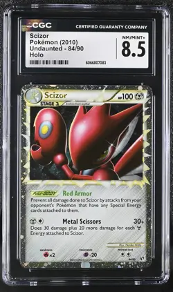 CGC 8.5 Scizor 2010 Undaunted 84/90 Holo Pokemon Card - Image 1
