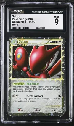 CGC 9 MINT Scizor 2010 Undaunted 84/90 Holo Pokemon Card - Image 1