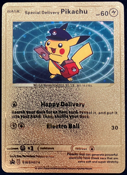 Pikachu Special Delivery Gold Foil Textured Display Card - Image 1