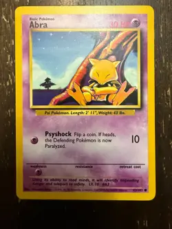 1999 Pokemon TCG Abra Base Set Unlimited Common Card 43/102 LP - Image 1
