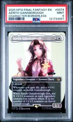 2025 MTG FINAL FANTASY CHARACTER BORDERLESS #0374 AERITH GAINSBOROUGH PSA 9 - Image 1