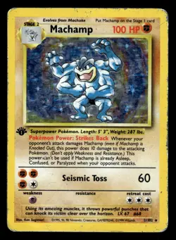 Machamp 8/102 1st Edition Holo Rare Base Set Pokemon Card - Image 1