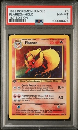 1999 POKEMON TCG JUNGLE FLAREON HOLO #3 1ST EDITION PSA 8 Graded Card - Image 1
